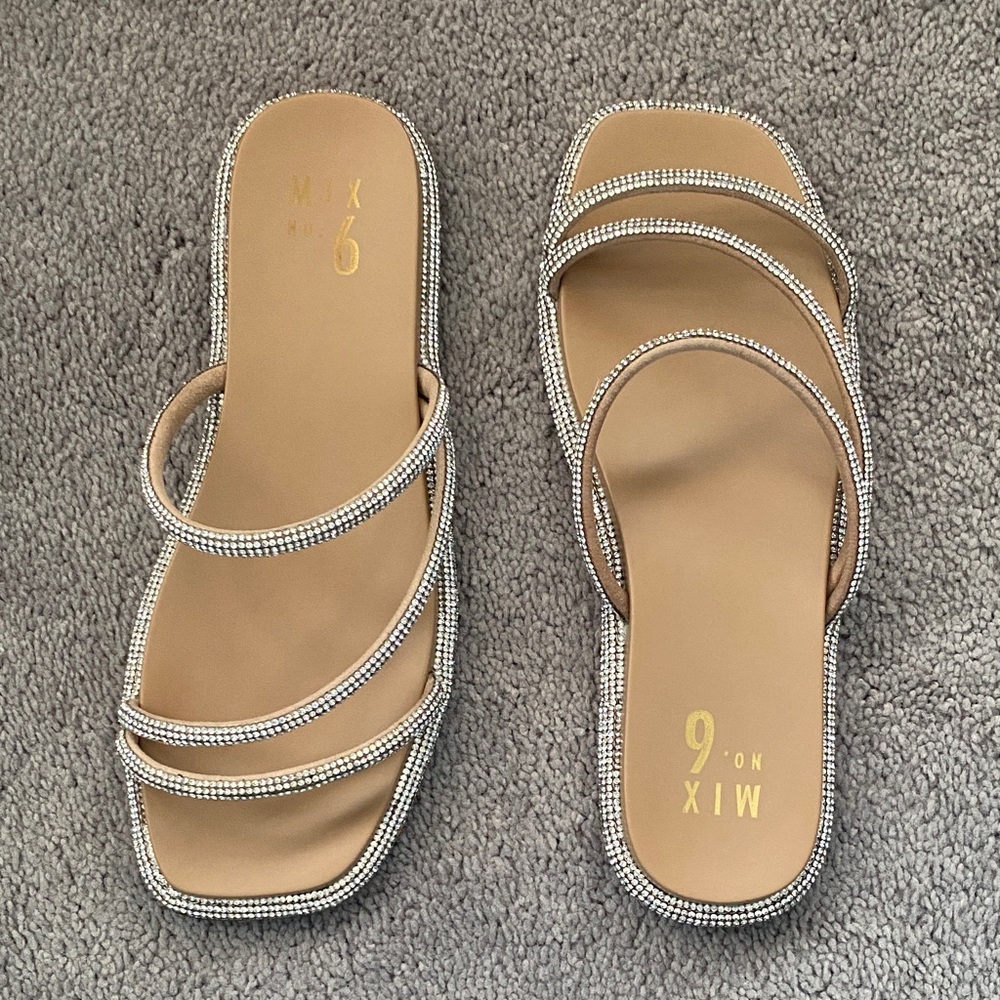 Mix No. 6 Beige Sandals with Sparkling Accents